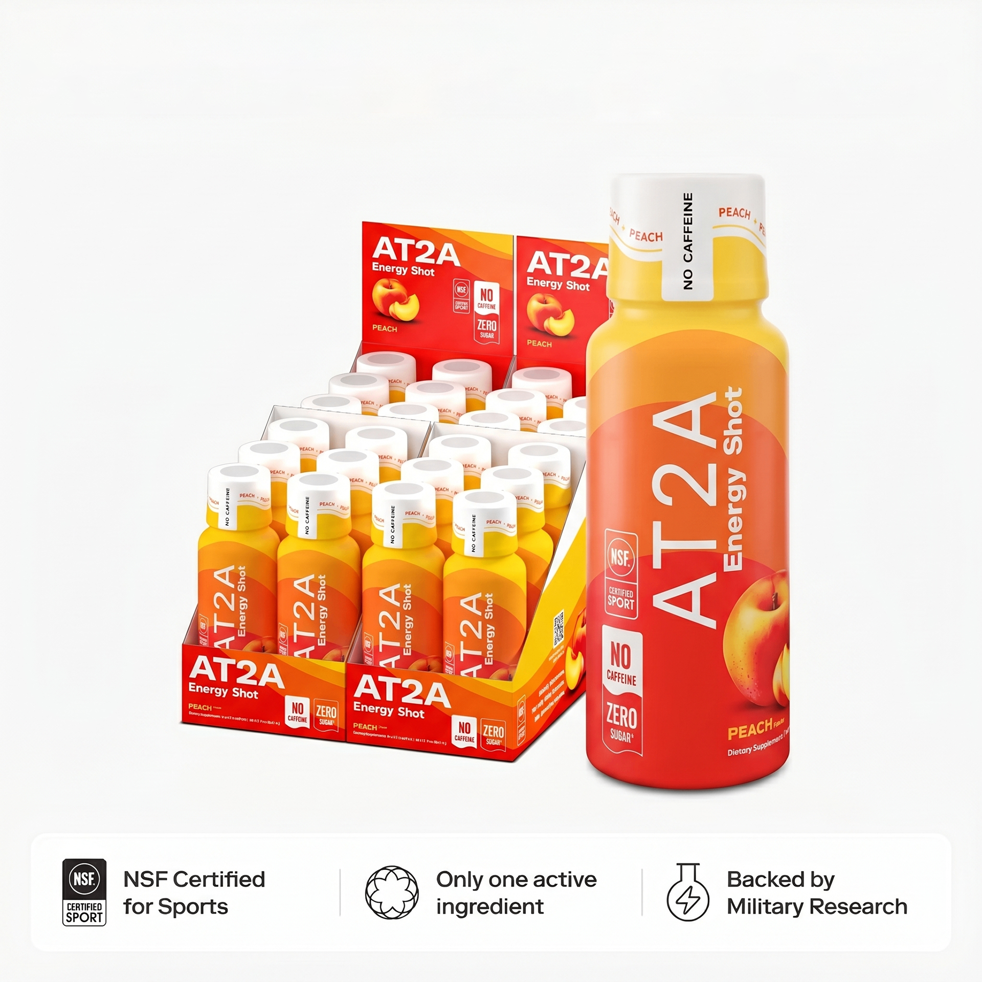 AT2A Energy Shot peach product display